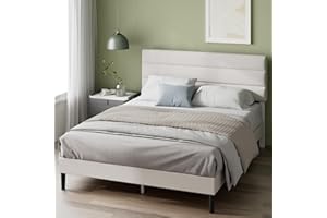 ‎ZINUS Zinus Piper Polsterbett 180x200 cm mit Kopfteil - 30 cm Hohes Bett 180x200 mit Lattenrost aus Holz - Kompakte Verpackung & Einfache Montage - Cremeweiß