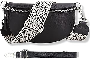 Blade Damska saszetka nerka z prawdziwej skóry, stylowa torebka na pasek damska z 2 wzorami i skórzanymi, odpinanymi i regulowanymi szerokimi paskami, damska torba crossbody, wysokiej jakości torba na