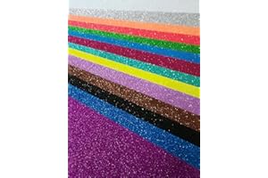 R&F srls 10 Fogli Gomma Eva Colori Misti con Glitter 40X60 CM 2mm Glitter Hobby Fai da Te