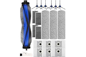 IROBACC Lot de 21 Accessoires pour Robot Aspirateur ECOVACS DEEBOT X8 Omni / X8 Pro. 1 Brosse Principale, 3 Brosse à Rouleau, 4 HEPA Filtres, 6 Sacs à Poussière, 6 Brosses Latérales,1 Brosse de Nettoyage