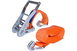 TALK-POINT Sangle d'arrimage à cliquet, 2 pièces, 5 000 daN, double crochet pointu | DIN EN12192-2, certifié GS (5 tonnes, 6 mètres)