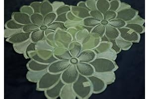 AUDE HOME 3er Packung Decke 30 cm rund Bestickt Apfelgrün Deckchen für kommode (30 cm rund)