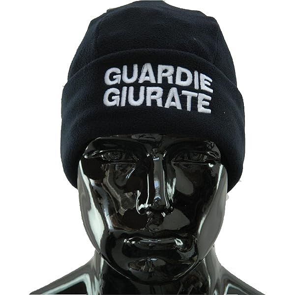 Cappello In Pile Blu Guardia Giurata - Ricamo Oro E Alloro, Antifreddo E Morbido