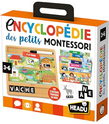 Headu Laboratoire Magnétique Je Lis Et J'Écris - Kit D'apprentissage Lettres Et Mots Pour Enfants 3-6 Ans - 44 Lettres Magnétiques, Ardoise, Feutre Effaçable - 8