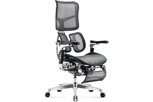 Diablo BRAVE Fotel gabinetowy ergonomiczny V-KINETIC Prozdrowotny z podłokietnikami 5D Podparcie pod lędźwie Siateczna Mesh Biurowy (Czarny)