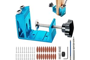 CARAMOTE Pocket Hole Jig Kit System 15 Degree Drill Guide Tool DIY Drill Hole Woodworking Tools Positioner Pocket Hole Jig Screw Dowel Drill Joinery Kit Carpentry Locator