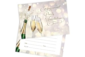 Olivia Samuel 20 x Engagement Party Invitations from Gold Champagne - Ready to Write with Envelopes