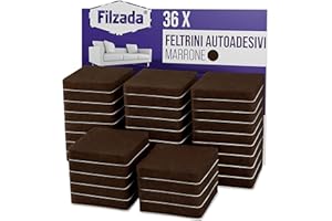 Filzada® 36x Feltrini autoadesivi - 25 x 25 mm quadrato - Marrone - Feltro professionale per mobili scivola con potere adesivo ideale