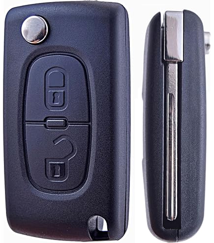 Coque Clé Compatible Peugeot 207 307 308 407 408 3008 5008 Citroën C2 C3 C4 C5 C6 C8 - 2 Boutons + Lame Hu83