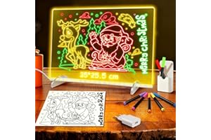 ‎ORTIZAN LED Notiztafel mit Farben, Leuchtendes LED Zeichenbrett für Kinder mit 13 Farben & 6 Modi mit Schalter 35x25 cm, inklusive Adapter, Aufhängekette&Ständer, Acryl Notiztafel kreatives Geschenk