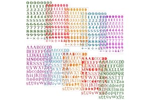 AIXOOM 10 Sheets Letter and Number Stickers, Colorful Alphabet Number Sticker Self Adhesive Sticker for Scrapbooks Gift Greeting Cards Arts Craft