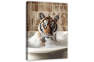 WallArena - Impression sur toile - Tigre - 30x40 cm - Tableau decoration murale - Tableau mural XXL grand format pour salon, chambre à coucher - Impression artistique - Salle de bain animaux