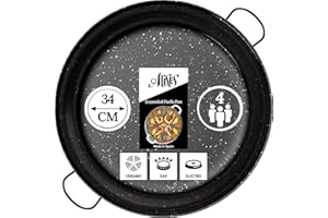 Alises - Enamelled Carbon Steel Pan (Naturally Non-Stick) Paella Pan 34 cm - Paella Pan Regular 34 cm