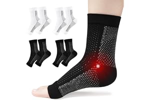 ACWOO Plantar Fasciitis-strumpor, 4 par neuropatistrumpor Ankelkompressionsstrumpor för kvinnor män, fotledsstöd för flygning