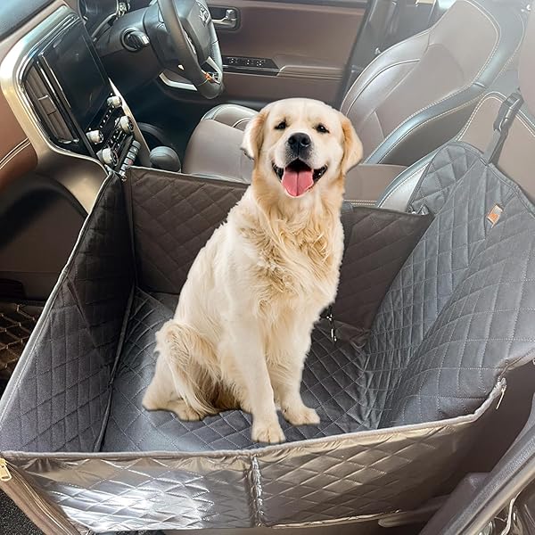thumbnail image 2 of Car Seats Dog Car Seat For Medium & Large Dogs Up To 55 Lbs, Elevated Booster Seat With Anti-Slip Base, Detachable & Machine-Washable Pet Car Bed For SUV/Sedan (Black/Brown Dog Car Seats 2 of 14