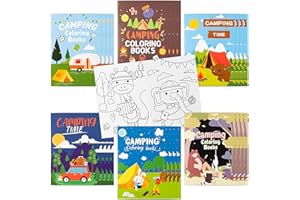 Haooryx 24Pcs Camping Coloring Books for Boys Girls Tent Camping Light Forest Bear Rabbit DIY Drawing Book Summer Holiday Birthday Gift Party Favor Bag Fillers Home School Art Class Activity Supplies