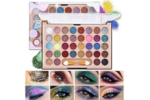 Paleta de sombras de ojos con purpurina, 40 colores, paleta de sombras de ojos colorida, ultrapigmentada, polvo duradero, res