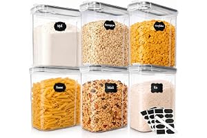 GoMaihe 4L köksförvaringslåda, set om 6, förseglad plastbehållare med lock, för förvaring av flingor, pasta, mjöl, husdjursmat