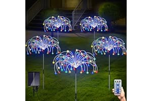 Kevsrer Solar Garden Lights Outdoor, 5 Pack 600 Led Solar Firework Lights Waterproof with Remote Control 8 Mode, Multi Colour Solar String Lights for Pathway Backyard Christmas Wedding (Multicolor)