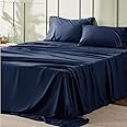 Bedsure King Size Sheets - Soft 1800 Sheets for King Size Bed, 4 Pieces Hotel Luxury Navy Sheets King, Easy Care Polyester Microfiber Cooling Bed Sheet Set