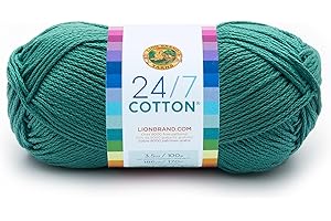 Lion Brand Yarn Cotton Yarn, Jade 761-178 24-7 Hilo de algodón, 15.24x6.35x6.35 cm, 170
