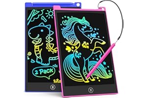 TECJOE LCD Schreibtafel 2 Pack, 8.5 Zoll Tablet für Kinder und Erwachsene, Löschbarer, Wiederverwendbarer Schreib-Zeichenblock, mit Abschließbar Löschen-Taste (Dunkelblau+Magenta)
