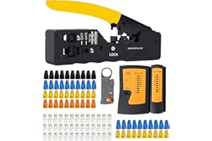 MAYLINE-TECH MAYLINE Pince à Sertir de RJ45 CAT5 CAT6 Outil de réseau de dénudeur de fil de Câble Kits, outils de Sertissage Ethernet de réparation de testeur RJ11, sertissage de prise(Bleu ciel)