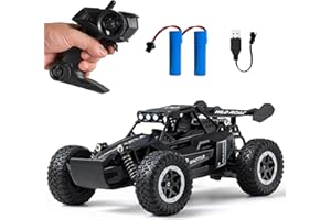 Great-JUNAMT rc Car Voiture télécommandée RC Voitures 1:16 Tout-Terrain Monster Truck Phares à LED, Jouet de Voiture RC 20 km/h Cadeau pour Enfants Garçons 3 4 5-12 (Le Noir)