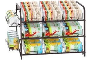 Bomclap Stapelbares Dosenregal, Dosenregal Organizer für Küchenschränke Aufbewahrung oder Arbeitsplatten, 3 Etagen Dosenspender mit Seitenablagen, Aufbewahrung für 42 Dosen, Bronze