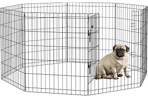 PawHut Dog Pen, 8 Panel Puppy Playpen, Portable & Foldable, DIY Design with Door, for Medium Dogs, Puppies, Small Animals, for Indoor/Outdoor Use, 76Hcm