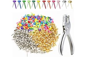 WYTNB 300Pcs Mini Brads Paper Fasteners - Colourful Pattern Bag Clips with Perforated Clamps, Golden Silver Color Round Split Pins, Multicolored Metal Pattern Clamps Paper Closures for Scrapbooking Crafts