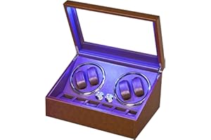 ANWBROAD Orologio Rotante per Orologi Automatici 4 Rotatori per Orologi e 6 Scomparti con Motore Mabuchi Super Silenzioso e Retroilluminazione a LED Orologio Rotante con 4 Modalità Regalo JWW002P