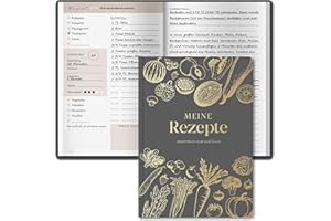 ‎BIROYAL BIROYAL Rezeptbuch zum Selberschreiben A5, Kochbuch Selbst Schreiben, Rezeptbuch für 100 Lieblingsrezepte, Kochbuch zum Selberschreiben, Recipe Book Backbuch Schreiben, Rezepte Buch zum Ausfüllen
