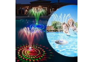 DeeprBetter Fontana Solare Piscina, Fontana Galleggiante Piscina con 7 Modalità di Luce, Fontana Acqua Piscina con Spettacolo di Luci Subacquee, Fontana Solare Galleggiante per Laghetto, Piscina