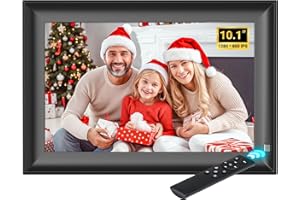 OBVHNUA 10,1" Digitaler Bilderrahmen 128 GB Elektronischer Fotorahmen 1280 * 800 IPS-Bildschirm mit Fernbedienung Foto Musik Video Player Kalenderfunktion, USB- oder SD-Karte, Wandmontierbar