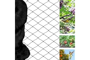 alouweekuky Filet Anti Oiseaux 7.5m X 15m, Filet Protection Oiseaux Noir,Utilisé pour Protéger Les Jardins, Les Plantes et Les Raisins du Préjudice (Mailles De 5 X 5 cm de Grands Trous)