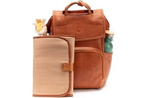 Baby Uma Award-Winning Baby Changing Bag Backpack - Leather-Style Baby Bag for Mum & Dad, Nappy Bag with Insulated Bottle Holders & Multiple Compartments, Baby Change Bag with Changing Mat
