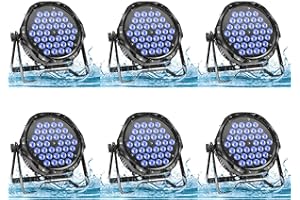 PUZILOZA 6PCS Wasserdichter 36LED Par Scheinwerfer, RGB Bühnenlicht Strahler DMX 3/7CH, IP65 Outdoor Party Licht für Draußen DJ Bar Club Schwimmbad