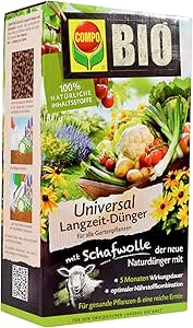 Compo Bio Universal Langzeit-Dünger mit Schafwolle für alle Gartenpflanzen, 5 Monate Langzeitwirkung, 2 kg
