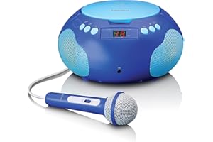 Lenco SCD-620 Kinder CD-Player - CD-Radio - mit Mikrofon - Karaoke Player - Titelspeicher - FM Empfänger - 2 x 1 Watt RMS - AUX-IN - Blau
