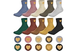Zourglow 10 Paires Chaussettes Femme EU35-39, Respirantes Absorbantes Chaussettes Rigolotes Femme, Cœur chaussettes Coton pour Quotidien, Loisirs, Fitness, Tennis, Athletic, Randonnée
