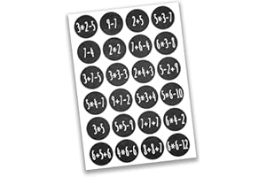‎PAPIERDRACHEN Papierdrachen 24 Adventskalender Zahlenaufkleber - Rechenaufgaben Nr 68 - Aufkleber 4cm - zum Basteln und Dekorieren