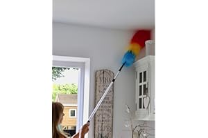 The Home Valet Company Dust Genie® Static Duster Attracts Dust Bendable Flexible Head Duster Extendable Long Reach Use As Hand Held Duster Multi Coloured