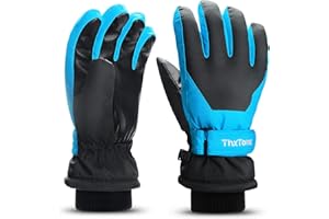 ‎THXTOMS ThxToms Kinder Ski Handschuhe | Winter Snow Skihandschuhe -15℃ | PU Palme Winddicht Wasserdicht Warm Fleece | Sports Snowboard Skifahren Fahrradhandschuhe | Junge und Mädchen für 4-13 Jahre alt