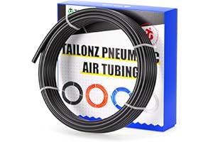 TAILONZ PNEUMATIC Tuyau à air en polyuréthane noir de 6 mm de diamètre extérieur de 10 mètres pour tuyau d'air ou tuyau de transfert de fluide