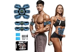 SEVEKO Electroestimulador Muscular Abdominales, EMS Estimulador Abdominal, Abdominales en Casa, Cinturon Electroestimulador Abdominales, 8 Modos y 15 Intensidades, 10 Hidrogeles de Repuesto