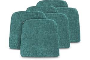 MANEMI Pack 6 Cojines para Silla 42x40x36x4cm - Cojín Decorativo de Chenilla de tejido liso para Silla, Sofá o Comedor - Juego de Cojines de Asiento con Cintas de Sujeción,Fabricado en España,100% poliester