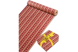Rouleau Papier Cadeau Noel 44cm x 30m, TOYPOPOR 13 Modèles de Papier D'emballage de Noël, 100 g/m² Recyclé Biodégradable Papier D'emballage Cadeau pour Noël, Anniversaire, Vacances (Renne marron)