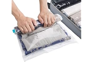 SilverRack Juego de bolsas de vacío de viaje [7 unidades] en 4 tamaños (2 pequeñas + 2 medianas + 2 grandes + 1 XL) – bolsas de viaje para ropa para rodar – bolsas de vacío para ropa – bolsas de vacío