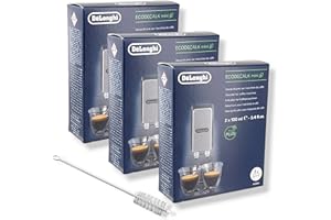 DL-pro Set de 3 x 2 produits détartrants antical (6 x 100 ml) Ecodecalk minis compatibles avec Delonghi 5513292821 DLSC003 + 1 goupillon pour machine à café Perfecta Magnifica S Dinamica Plus ECAM